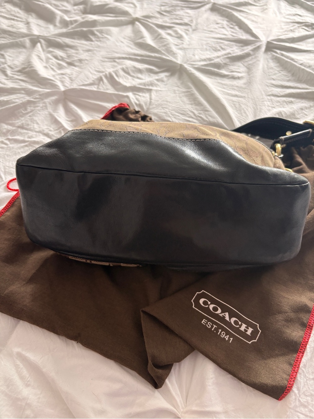 Coach Signature Soho Shoulder Bag | Brown Monogram Canvas & Leather Purse - Picture 3 of 7